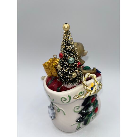 Vintage Ceramic Christmas Elf Pixie Spreading a little holiday Pixie Dust ! OOAK - Picture 13 of 16
